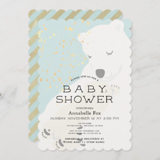 Invitación a Baby Shower de Polar Bear Mom & Cub B