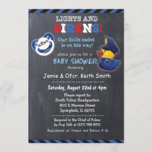 Invitación a Baby Shower de Policía Hombre Policía