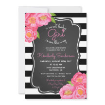 Invitación a Baby Shower de Polkadot Chica Pink Fl