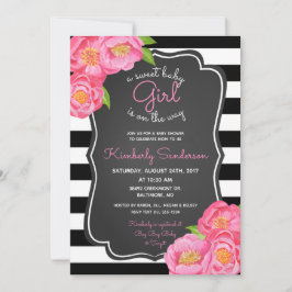 Invitación a Baby Shower de Polkadot Chica Pink Fl