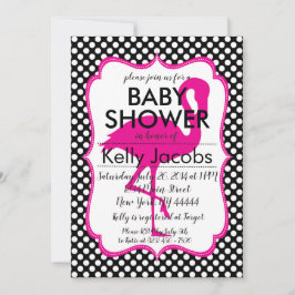Invitación a Baby Shower de Polkadot Pink Flamingo