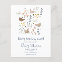 Invitación a Baby Shower de pollos para bebés