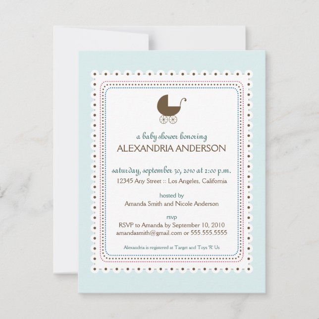 Invitación a Baby Shower de Precious Blue Personal (Anverso)