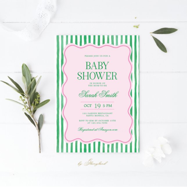 Invitación a Baby Shower de Preppy (Subido por el creador)