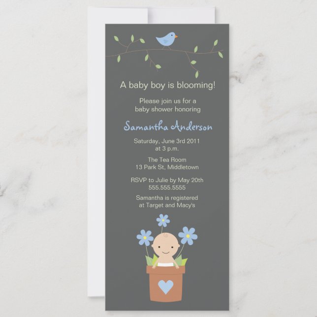 Invitación a Baby Shower de primavera moderna - Ch (Anverso)