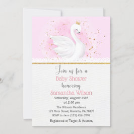 Invitación a Baby Shower de Princesa de Cisne Rosa