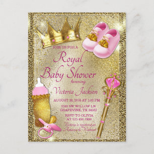 Invitación a Baby Shower de Princesa de Oro Rosa