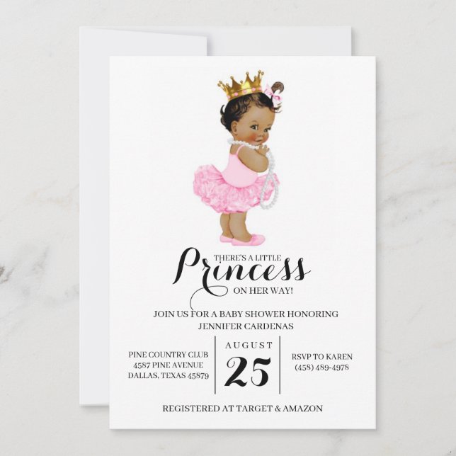Invitación a Baby Shower de princesas étnicas (Anverso)