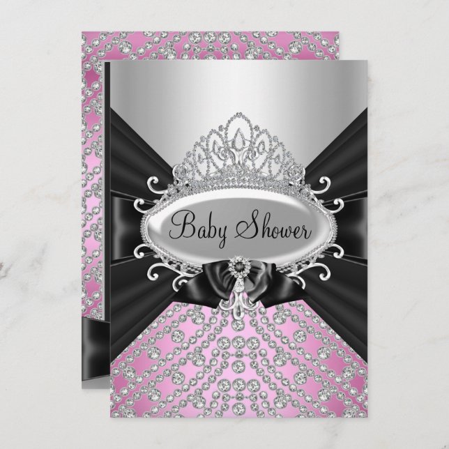 Invitación a Baby Shower de Princess Diamond Tiara (Anverso / Reverso)