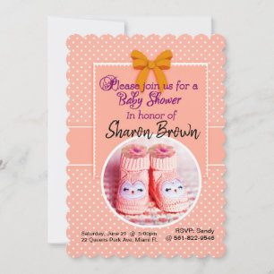 Invitación a Baby Shower de Punto de Polka Blanco 