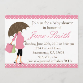 Invitación a Baby Shower de Punto de Polka Blanco 