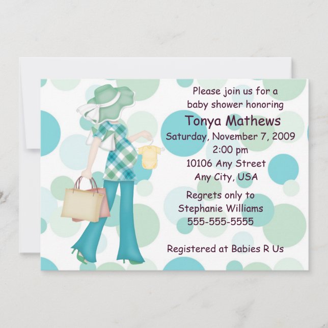 Invitación a Baby Shower de punto de polka (CA) de (Anverso)