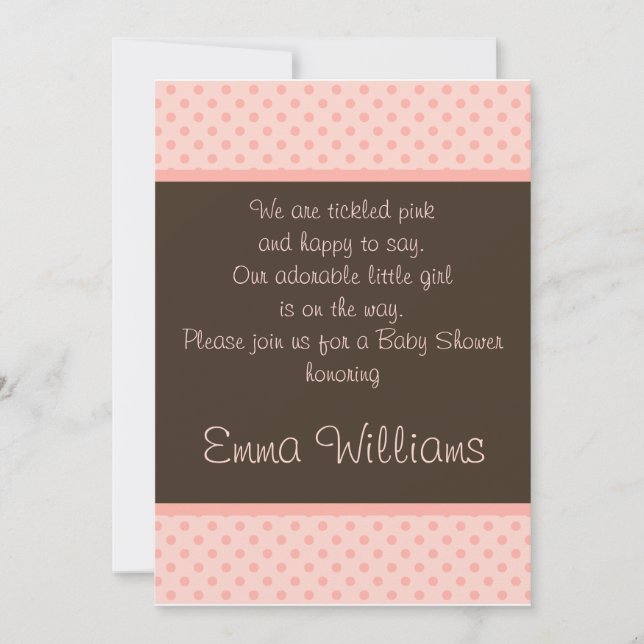 Invitación a Baby Shower de Punto de Polka Marrón  (Anverso)