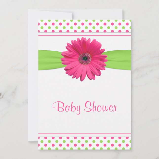Invitación a Baby Shower de Punto de Polka Verde R (Anverso)