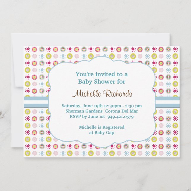 Invitación a Baby Shower de Punto Polka (Anverso)