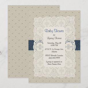Invitación a Baby Shower de Punto y Doily suizos