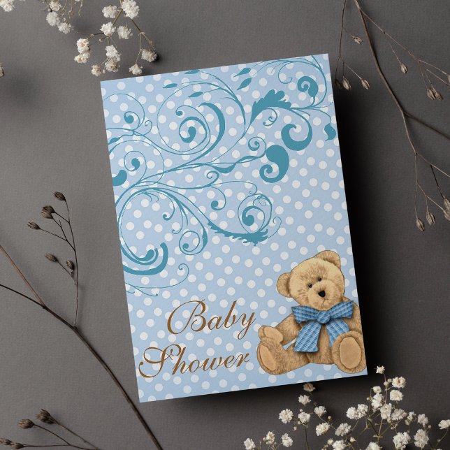 Invitación a Baby Shower de puntos de polka azul l (Cute Blue Polka Dots BaBy Shower )