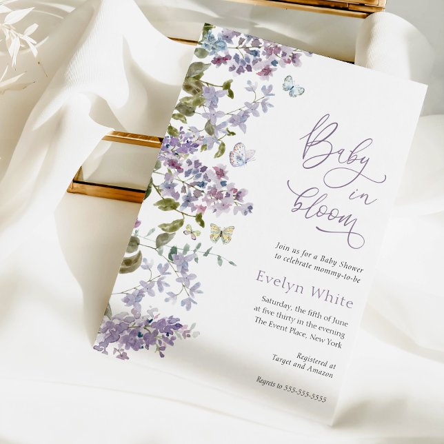Invitación a Baby Shower de Purple Baby In Bloom (Subido por el creador)