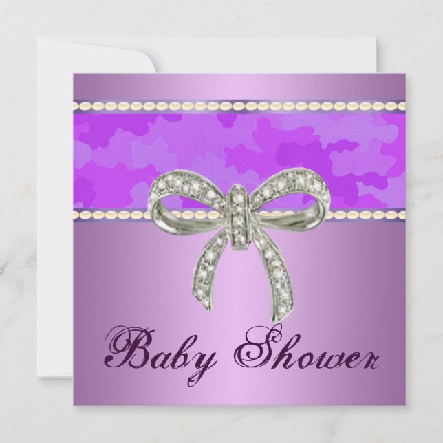 Invitación a Baby Shower de Purple Camo Diamond Bo (Anverso)