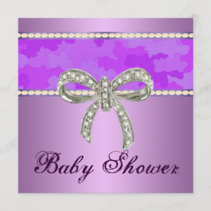 Invitación a Baby Shower de Purple Camo Diamond Bo