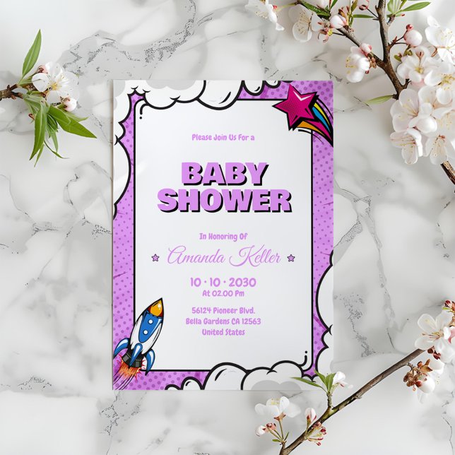Invitación a Baby Shower de Purple Comic (Subido por el creador)