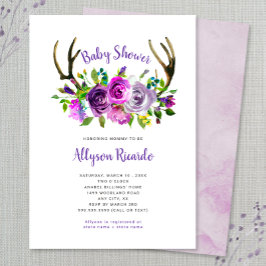 Invitación a Baby Shower de Purple Floral Boho Ant