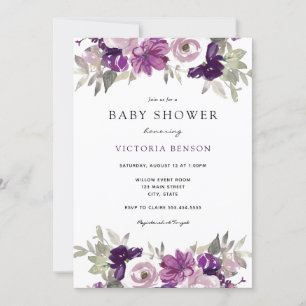 Invitación a Baby Shower de Purple Flowers