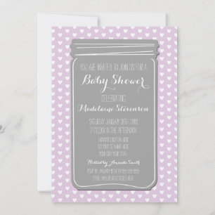 Invitación a Baby Shower de Purple Gray Heart Maso