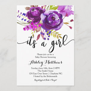 Invitación a Baby Shower de Purple Lavender Floral