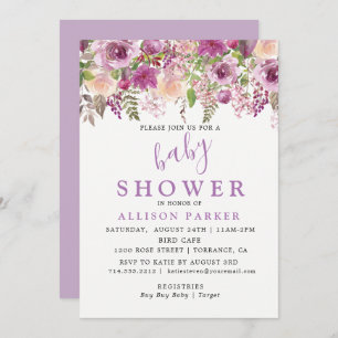 Invitación a Baby Shower de Purple Lavender Floral