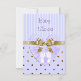 Invitación a baby shower de púrpura y dorado