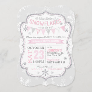 Invitación a Baby Shower de Purpurina de copo de n