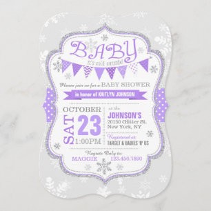Invitación a Baby Shower de Purpurina de copo de n