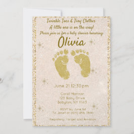 Invitación a Baby Shower de Purpurina de oro