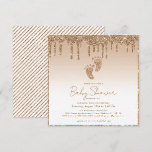Invitación a Baby Shower de Purpurina de oro con p