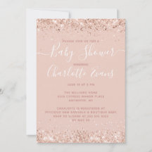 Invitación a Baby Shower de Purpurina rosa