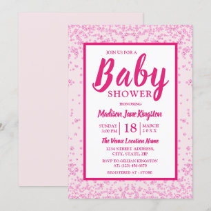 Invitación a Baby Shower de Purpurina rosado de bo