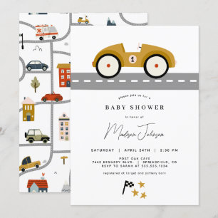 Invitación a Baby Shower de Race Car