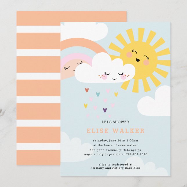 Invitación a Baby Shower de Rainbow Sprinkles (Anverso / Reverso)