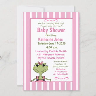 Invitación a Baby Shower de rana de Chica lindo