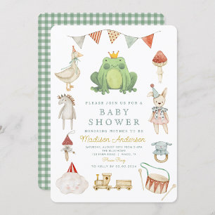 Invitación a Baby Shower de rana de color de agua 