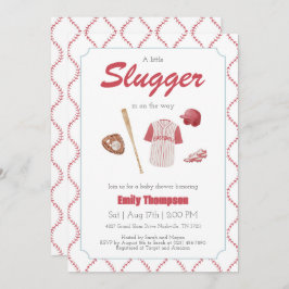 Invitación a Baby Shower de Red A Little Slugger