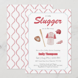 Invitación a Baby Shower de Red A Little Slugger