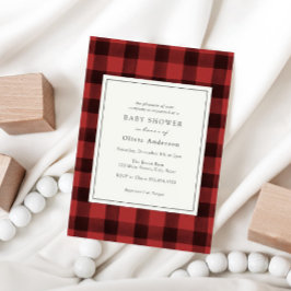 Invitación a Baby Shower de Red Buffalo Plaid