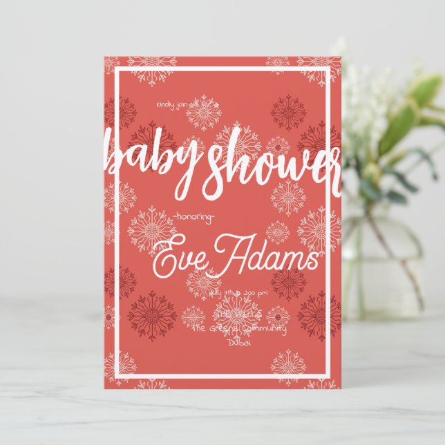 Invitación a Baby Shower de Red Fireworks (Anverso de pie)