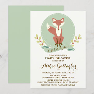 Invitación a Baby Shower de Red Fox Portrait Flora