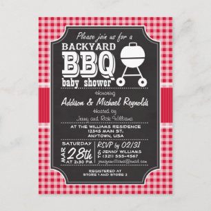 Invitación a Baby Shower de Red Gingham BBQ