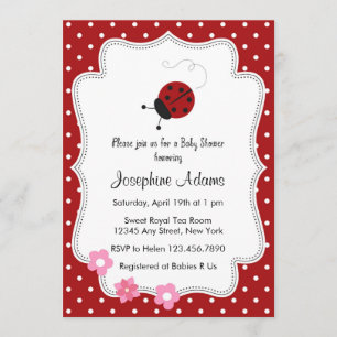 Invitación a Baby Shower de Red Ladybug
