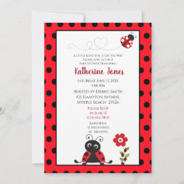 Invitación a Baby Shower de Red Ladybug Cute