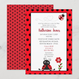 Invitación a Baby Shower de Red Ladybug Cute
